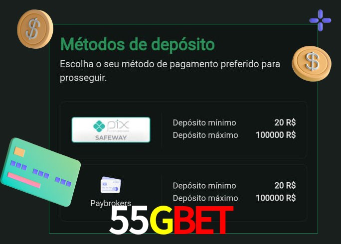 O cassino 55Gbet oferece uma grande variedade de métodos de pagamento